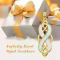 TOUPOP Sterling Silver Opal Celtic Knot Pendant Necklace-0-2