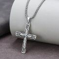 wholesale 925 Sterling Silver Mens Black Cross Necklace with Turquoise Pendant-0-1