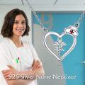 wholesale 925 Sterling Silver Nurse Hat & Heartbeat Pendant Necklace for Women and Teenage Girls-0-5
