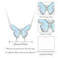 wholesale 925 Sterling Silver White Fire Opal Butterfly Pendant Necklace Minimalist Fine s for Her-0-1