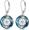 wholesale Sterling Silver Crystal Compass Earrings Grad Gifts for Women-0-5
