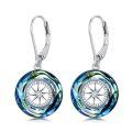 wholesale 925 Sterling Silver Compass Crystal Drop Earrings-0-5