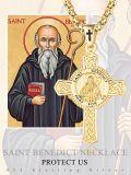 wholesale Gold Plated 925 Sterling Silver Saint Benedict Prayer Cross Pendant Necklace  -0-5