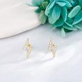 wholesale 14K Gold Lightning Bolt CZ Stud Earrings for Women Girls-0-2