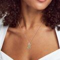 wholesale 925 Sterling Silver Elegant Leaf Pendant With Green Stones-0-2
