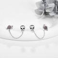 wholesale 925 Sterling Silver Skull & Rose Chain Drop Dangle Stud Earrings for Women-0-4