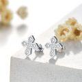 wholesale Silver Cross Platinum Plated Cubic Zirconia Stud Earrings 925 Sterling Silver Hypoallergenic Jewelry for Women Girls Gift Boxed-0-1