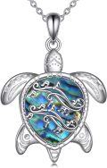 wholesale 925 Sterling Silver Abalone Shell Musical Note Sea Turtle Pendant Necklace for Women-0-0