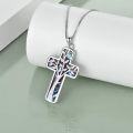 wholesale 925 Sterling Silver Tree of Life Abalone Shell Inlay Cross Pendant Necklace for Women Men Christmas Gift-0-3