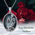 wholesale 925 Sterling Silver Labradorite Stone Floral Pendant Necklace for Women - Rose & Lily Design-0-3