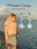 wholesale 925 Sterling Silver Blue Topaz & Heart-Shaped Stone Leverback Dangle Drop Earrings for Women-0-4