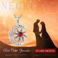 wholesale 925 Sterling Silver Red Garnet Sun and Moon Pendant Necklace for Women Celestial -0-2