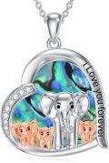 wholesale 925 Sterling Silver Elephant Family Pendant Necklace with 1-5 Cubs Mothers Day Gifts for Women-0-24