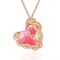 wholesale 925 Sterling Silver Infinity Heart Birthstone Crystal Necklace-10-Oct-Tourmaline Pink