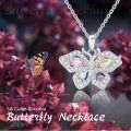 wholesale 925 Sterling Silver Multicolor Crystal Butterfly Pendant Necklace - Elegant Charm for Women-0-4