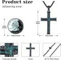 wholesale 925 Sterling Silver Black Plated Rope Design Turquoise Inlay Cross Pendant Necklace for Men's Religious s-0-1