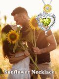 wholesale S925 Sterling Silver Gold Plated Peridot Sunflower Heart Pendant Necklace - You Are My Sunshine, August Birthstone Gift for Women-0-2