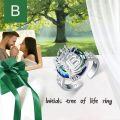 wholesale Tree Of Life Open Ring 925 Sterling Silver With Blue Circle Crystal Initial W Adjustable Ring Birthday Jewelry For Women -0-1