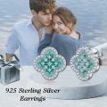 wholesale 925 Sterling Silver Metal Turquoise Green Enamel Four-Leaf Clover Stud Earrings Luck  for Her-0-4