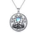 TOUPOP Sterling Silver Moonstone Butterfly Pendant Necklace-0-0