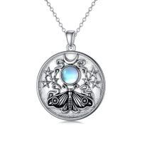 TOUPOP Sterling Silver Moonstone Butterfly Pendant Necklace-undefined