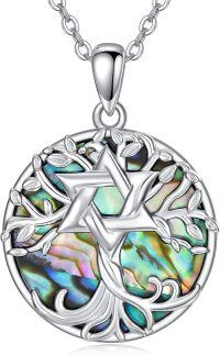 wholesale 925 Sterling Silver Abalone Shell & Crystal Tree of Life Pendant Necklace for Women-abalone shell