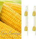wholesale Gold 925 Sterling Silver Fruit Drop Earrings - Yellow Gold Tone Corn Design Gift for Women-0-5