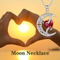 wholesale TOUPOP Garnet January Birthstone Necklace 925 Sterling Silver Moon And Star Pendant Necklace Celtic Moon Garnet Jewelry Anniversary Birthday Christmas Gifts For Women Wife Mom Her -0-2