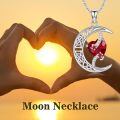 TOUPOP Sterling Silver Garnet Moon Star Pendant Necklace-0-2