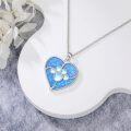 wholesale 925 Sterling Silver Blue Opal Heart with Moonstone Paw Print Pendant Necklace for Women-0-1