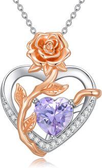 wholesale  Sterling Silver Rose Quartz Heart Pendant Necklace for Women -06-Jun. - Alexandrite