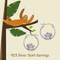 wholesale 925 Sterling Silver Sloth Hoop Earrings for Women Pink Crystal Heart  for Mom Sister-0-4