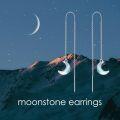 wholesale 925 Sterling Silver Blue Opal Crescent Moon Threader Dangle Earrings-0-5