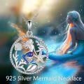 wholesale 925 Sterling Silver Blue Purple Mermaid Pendant Necklace with Starfish and Coral Design-0-2
