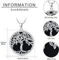 wholesale 925 Sterling Silver Tree of Life with Black Onyx and Cross Pendant Necklace Gift for Women-0-5
