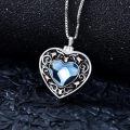 TOUPOP Sterling Silver Blue Crystal Rose Flower Urn Necklace For Ashes Memorial Jewelry-0-4
