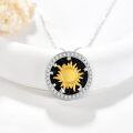 wholesale  925 Sterling Silver Blue Sandstone & Zirconia Sun Necklace, Hypoallergenic Gift for Women Men-0-2