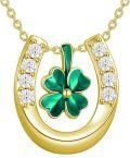 wholesale 925 Sterling Silver Horseshoe with Four-Leaf Clover Pendant Necklace for Women-0-0