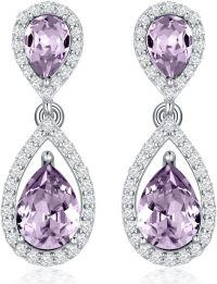 wholesale Sterling Silver Moissanite Birthstone Dangle Earrings for Women-06-June