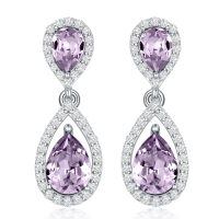 wholesale 925 Sterling Silver Moissanite Birthstone Dangle Earrings for Women-06-June