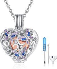 wholesale 925 Sterling Silver Butterfly Heart Cremation Pendant Keepsake Urn Necklace with Funnel and Fill Tool - Memorial Jewelry for Women & Men-4-Butterfly