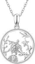wholesale 925 Sterling Silver Sea Turtle Starfish Shell Coral Tree of Life Pendant Necklace for Women Girls Gifts Jewelry 45cm Chain Length-0-0