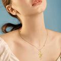 wholesale 14K Gold Sunflower Cross Pendant Necklace for Women Gifts - Mothers Day Jewelry-0-5