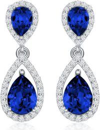 wholesale Sterling Silver Moissanite Birthstone Dangle Earrings for Women-09-September