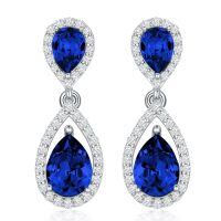 wholesale 925 Sterling Silver Moissanite Birthstone Dangle Earrings for Women-09-September
