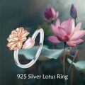 wholesale 925 Sterling Silver Lotus Flower Adjustable Ring Yoga Inspirational Jewelry-0-2