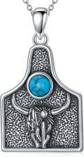 wholesale 925 Sterling Silver Turquoise Western Cowboy Boots & Cacti Pendant Necklace-0-0
