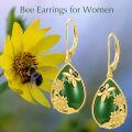 wholesale 14K Gold Plated Sterling Silver Round Natural Jade Earrings for Women-0-37