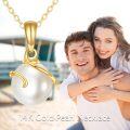 wholesale 14K Yellow Gold Pearl & Cubic Zirconia Pendant Necklace - 16 Adjustable Chain (1.79g)-0-5
