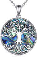 wholesale 925 Sterling Silver Abalone Shell Tree of Life Pendant Necklace for Women's Family s-0-0